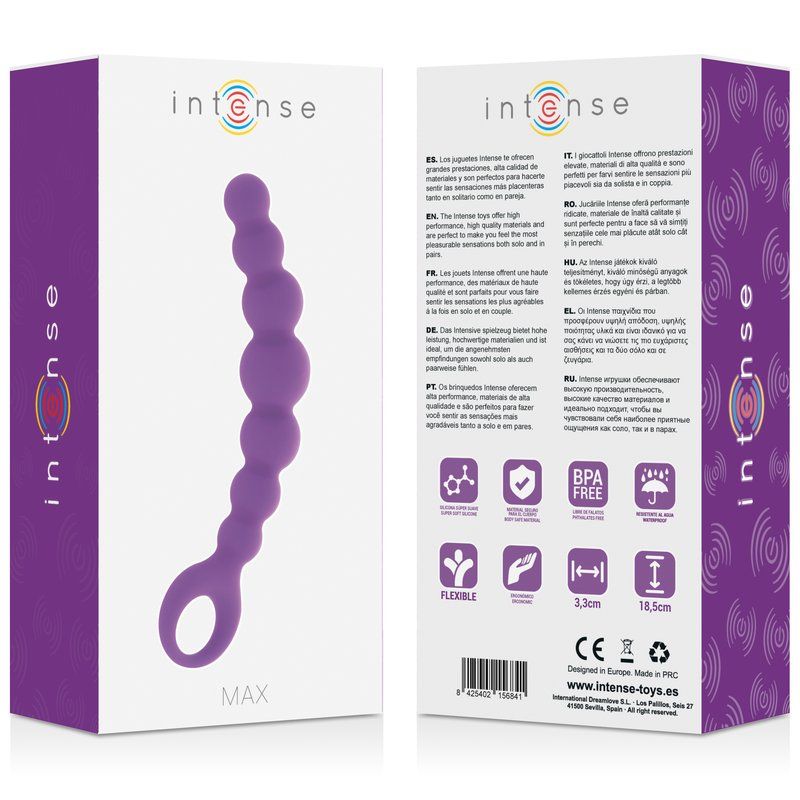 Intense Max Bolas Anales Lila | Silicona médica 18,5 cm