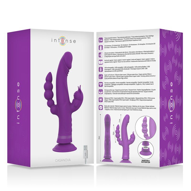 Intense Casanova Vibrador Rabbit | Triple motor silicona 22 cm