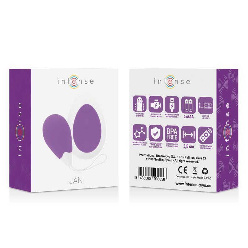 Intense Jan Huevo Vibrador Lila | Control remoto 10 modos