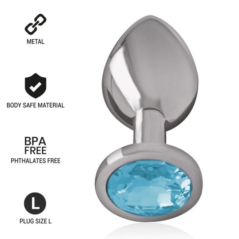 Intense Plug Anal Metal con Joya Azul | Talla L 9 cm