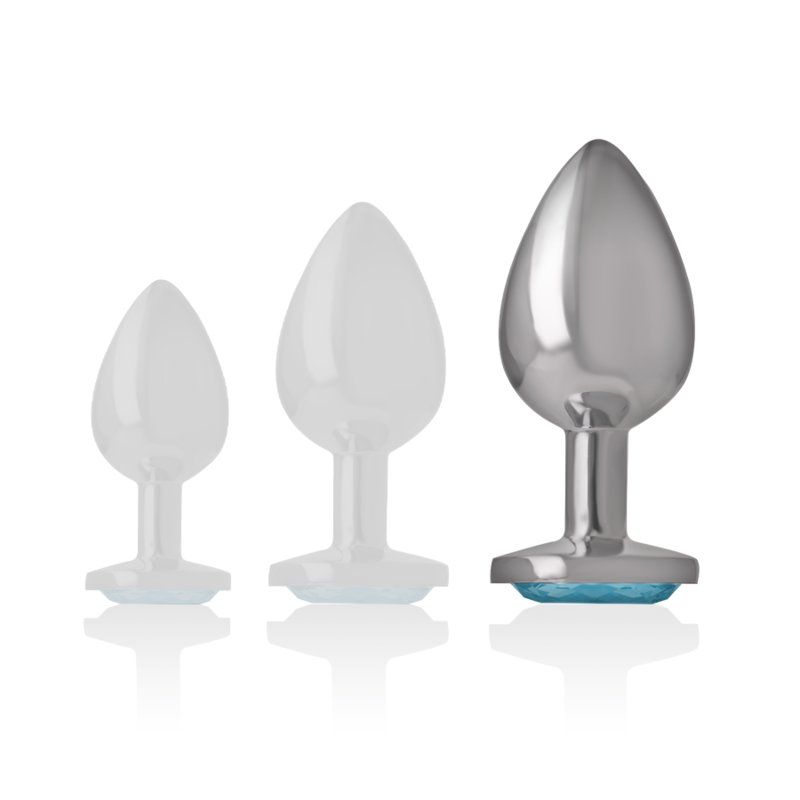 Intense Plug Anal Metal con Joya Azul | Talla L 9 cm