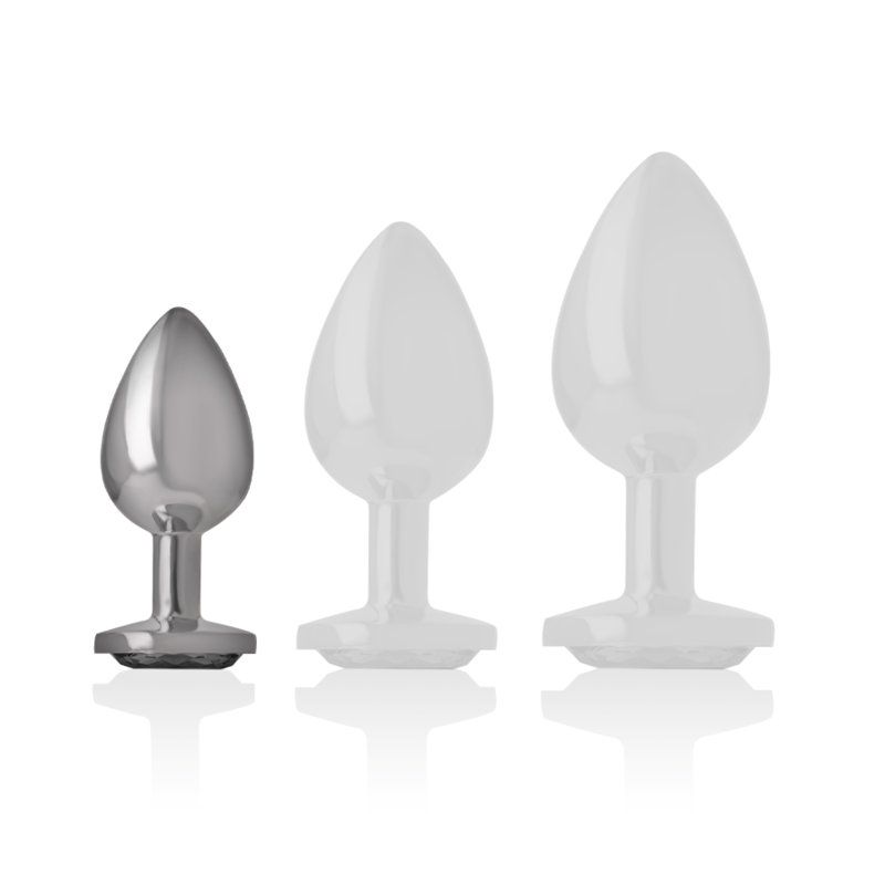 Intense Plug Anal Metal Aluminio Con Cristal Negro Talla S