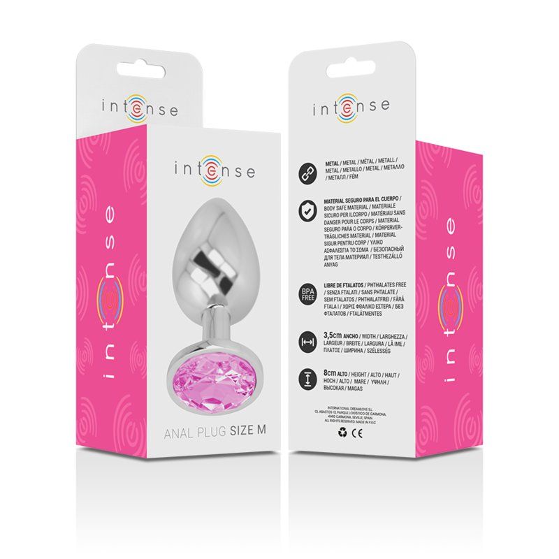 Intense Plug Anal Metal con Joya Rosa | Talla M 8 cm
