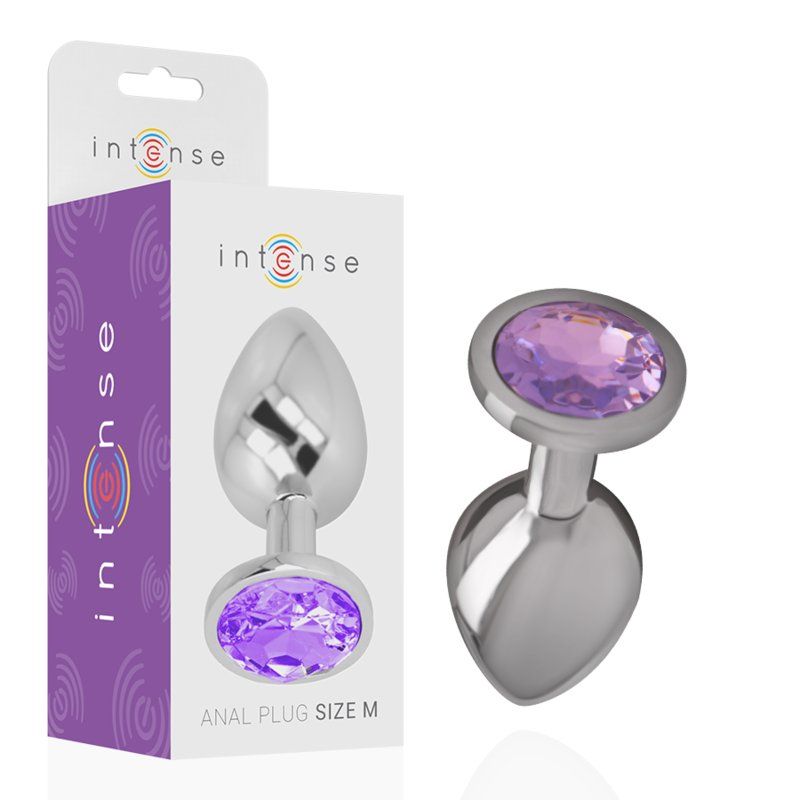 Intense Plug Anal Metal con Joya Violeta | Talla M 8 cm