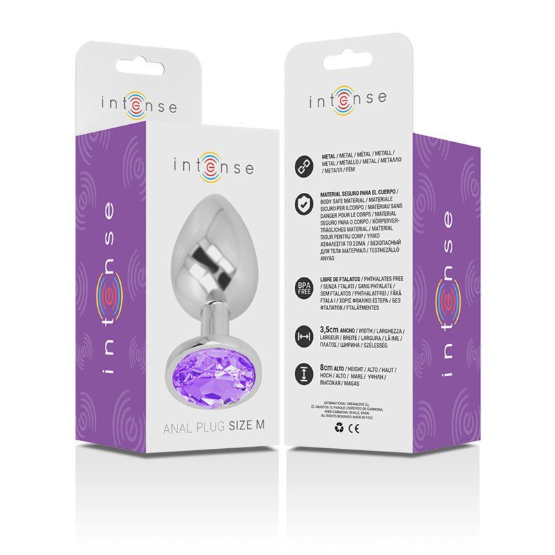 Intense Plug Anal Metal con Joya Violeta | Talla M 8 cm