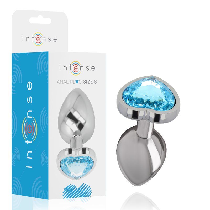 Intense Plug Anal Metal Aluminio Corazón Azul Talla S