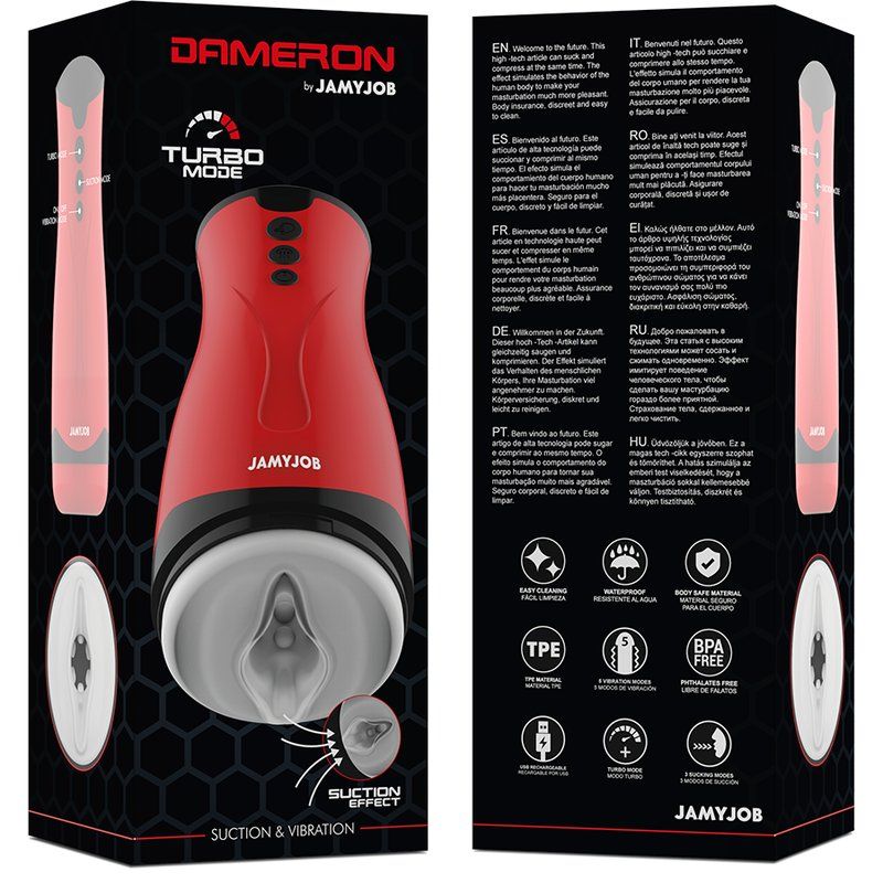 Jamyjob Dameron Masturbador Succión y Vibración 26 cm | Placer Masculino