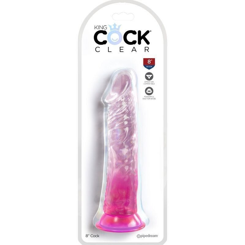 King Cock 8" Clear Rosa | Dildo realista 19,7 cm translúcido