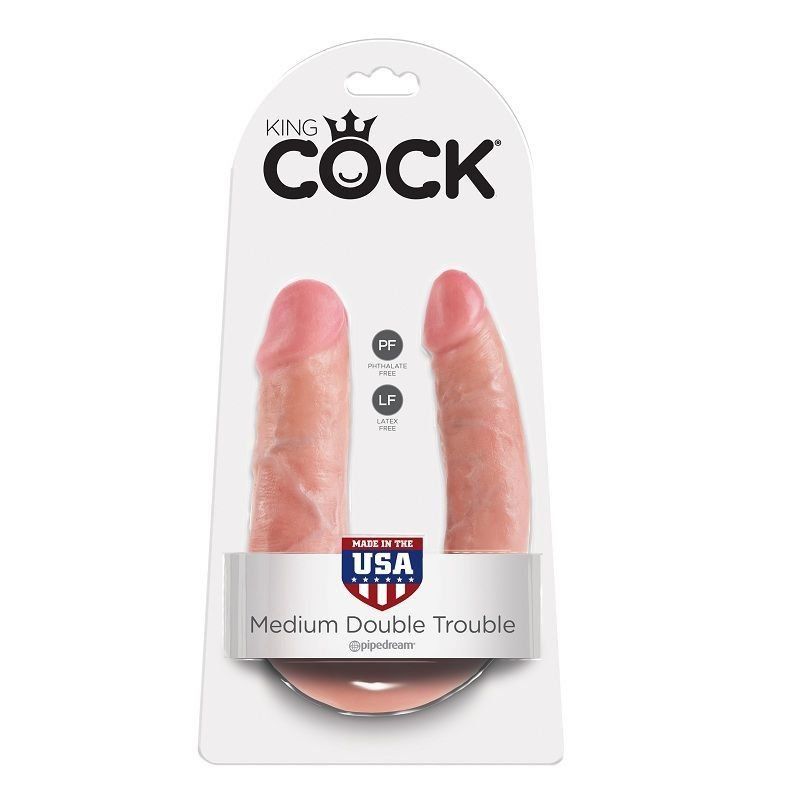 King Cock Dildo Doble Penetración 13.9 Cm Natural