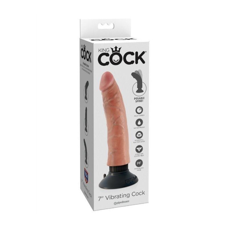 King Cock Dildo Vibrador 17.78 Cm Natural