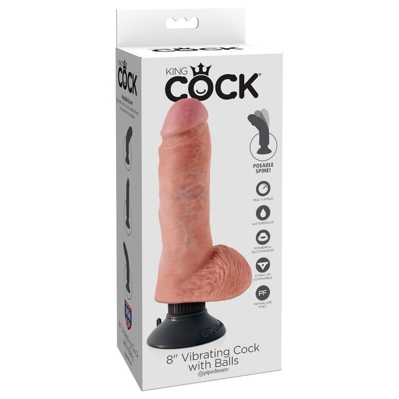 King Cock Dildo Vibrador Con Testiculos 20.3 Cm Natural