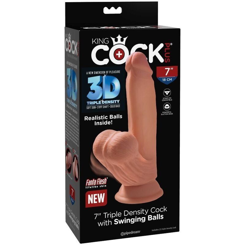 King Cock Plus 3D Dildo Swinging Balls 15.2 Cm