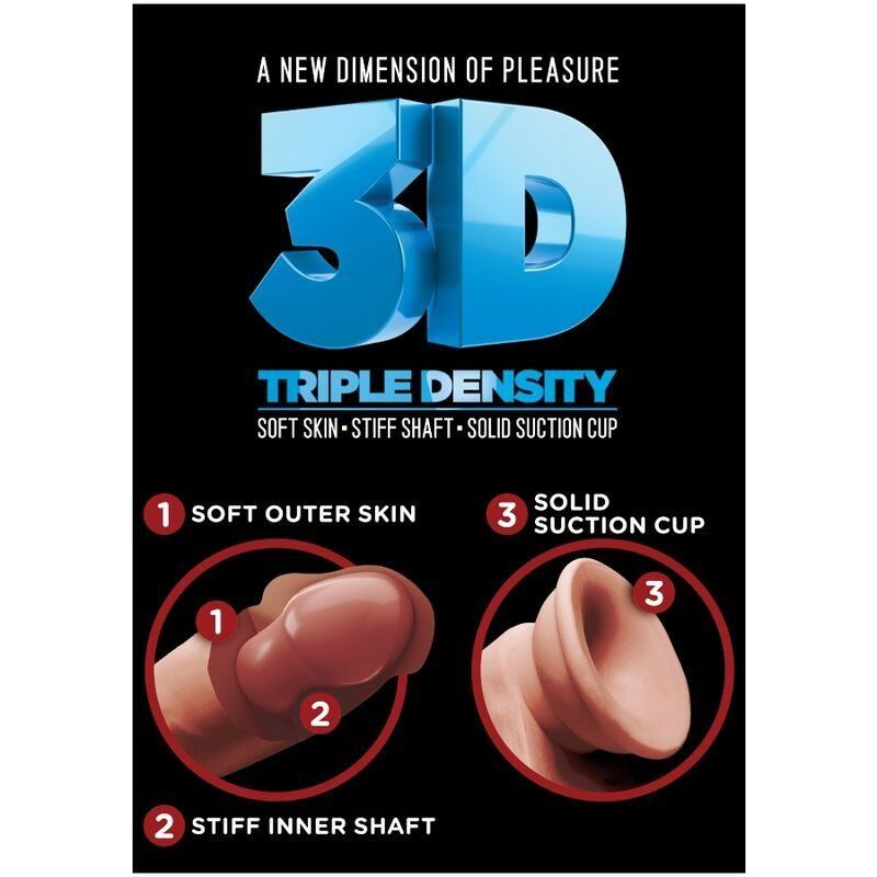 King Cock Plus Dildo 3D Triple Densidad 18 Cm
