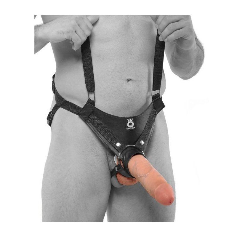 King Cock Strap On Con Dildo Hueco 25.5 Cm Y Tirantes Color Carne