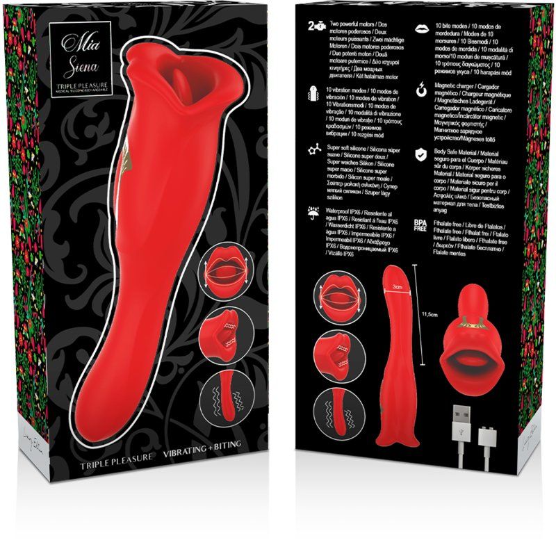 Mia Siena Vibrador Triple Placer | Besa Lame Vibra 15 cm