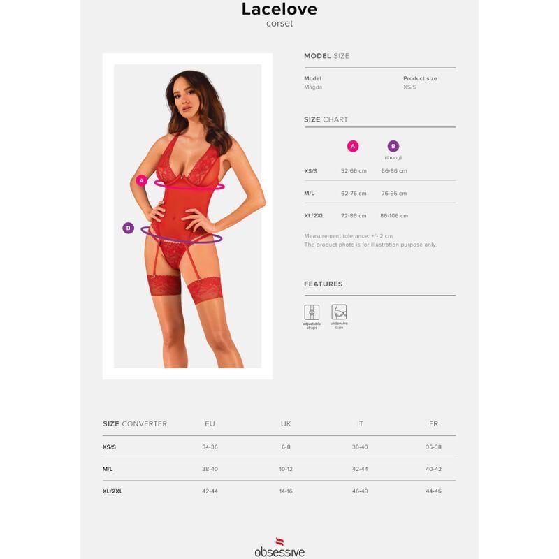 Obsessive Lacelove Corset Rojo Xs/S
