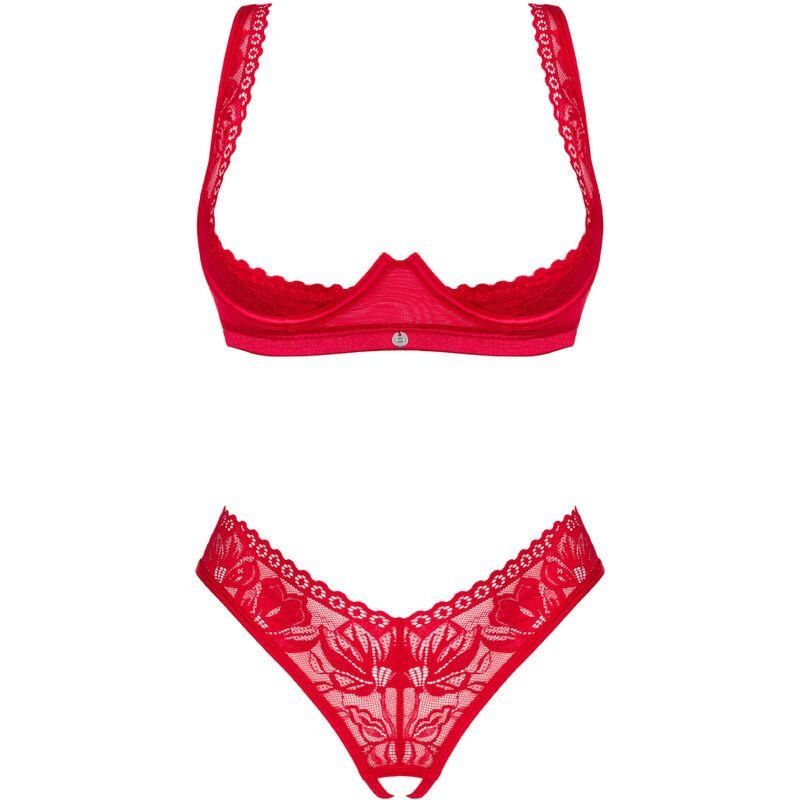 Obsessive Lacelove Set Dos Piezas Cupless Rojo Xs/S