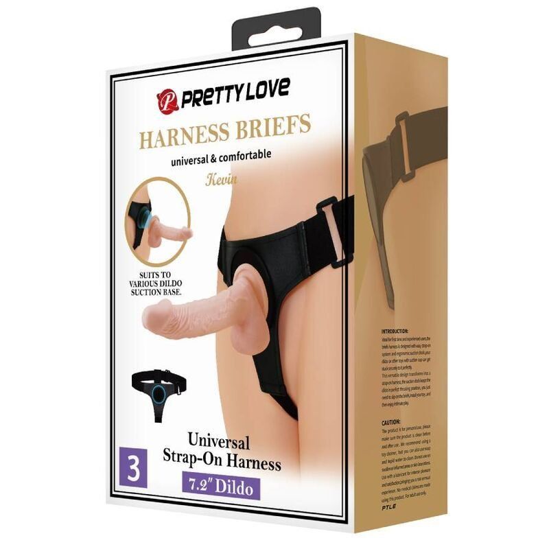 Pretty Love Harness Briefs Arnés Universal Con Dildo Kevin 19 Cm Natural
