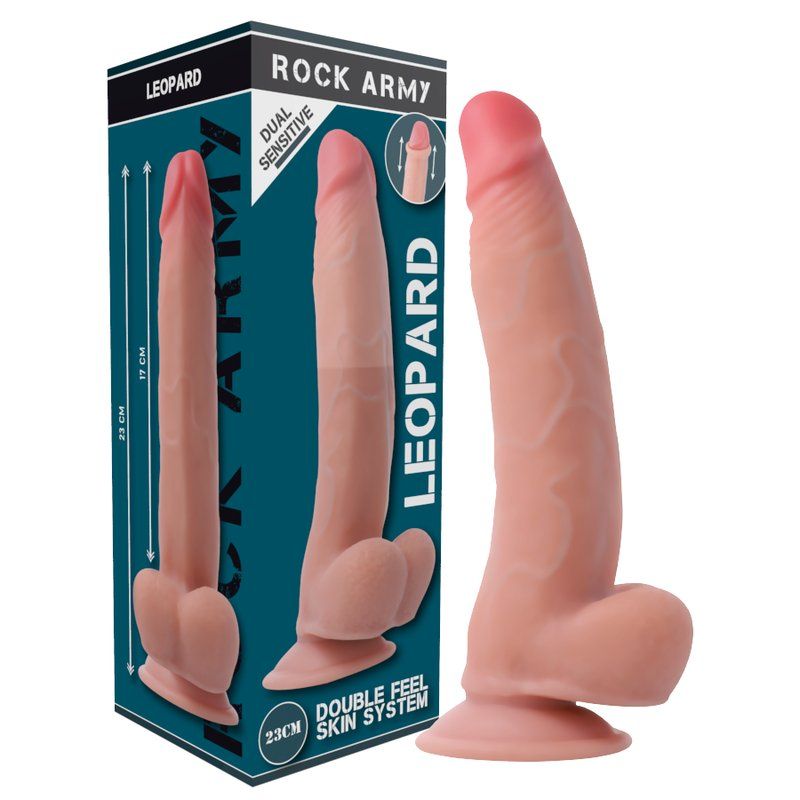 Rockarmy Arnés + Dual Density Leopard Dildo Realista 23 Cm O 4.77 Cm