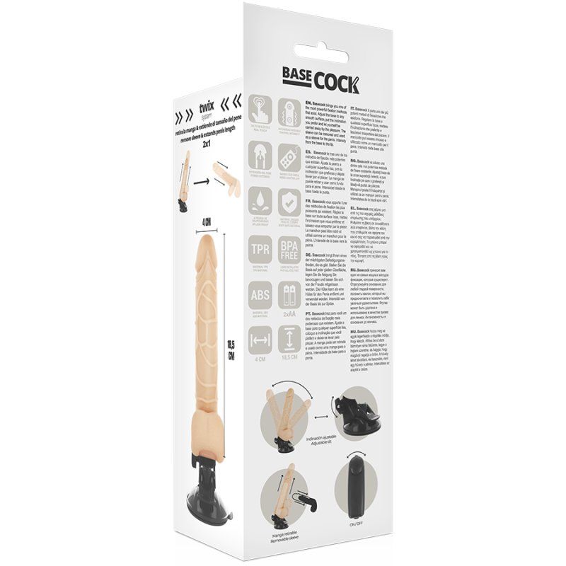 Basecock Vibrador Realistico Control Remoto Natural 18.5 Cm O 4Cm
