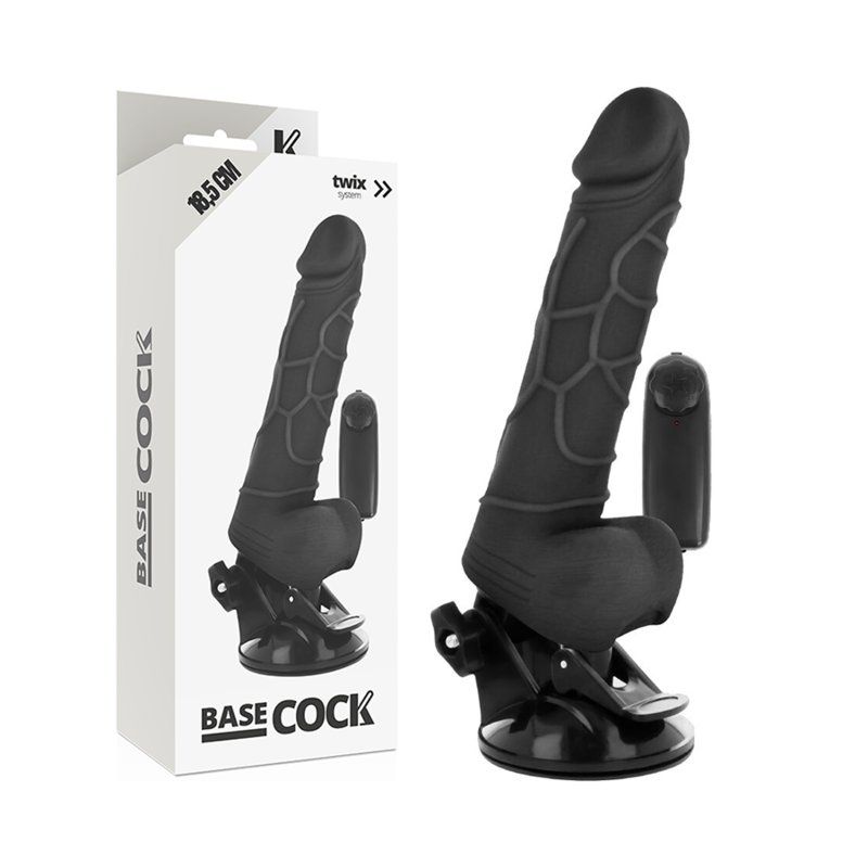 Basecock Vibrador Realistico Control Remoto Negro 18.5 Cm O 4Cm
