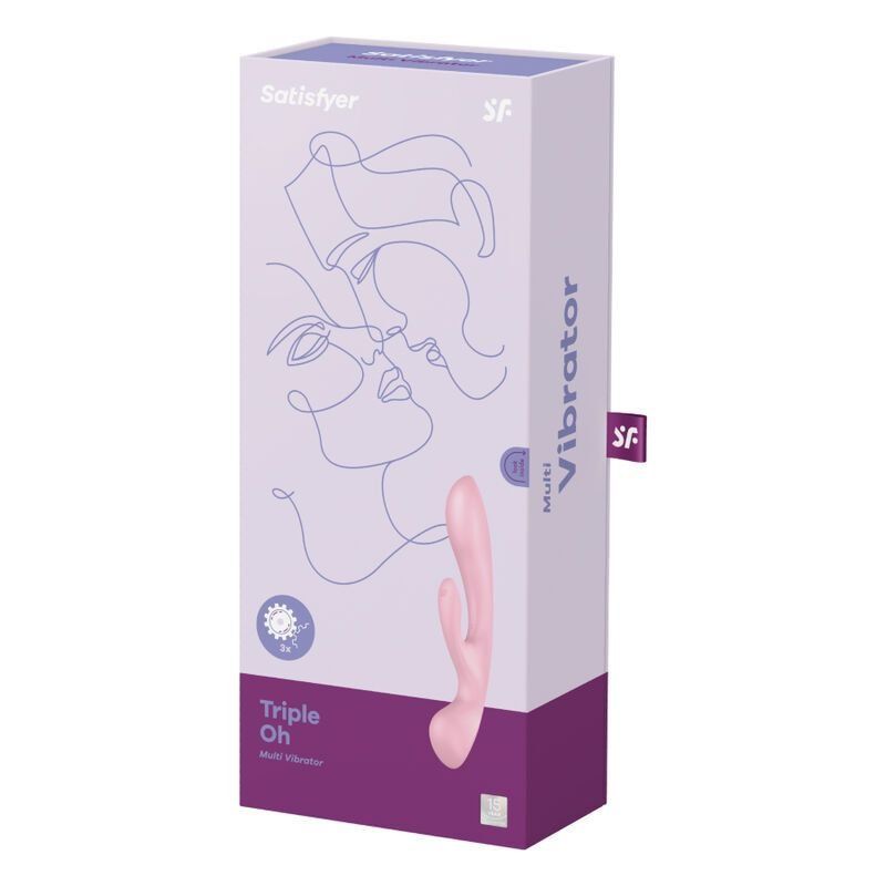 Satisfyer Triple Oh Rosa – Vibrador Híbrido 22 cm, 3 Motores