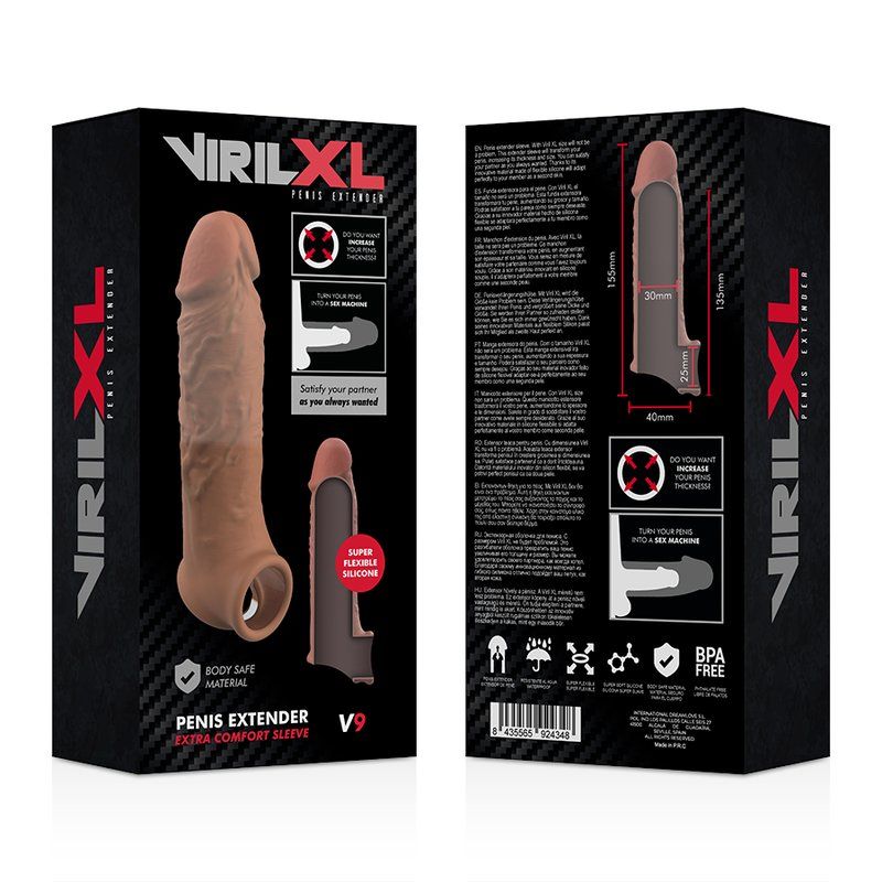 VirilXL V9 Extensión pene 13.5 cm | Silicona líquida marrón