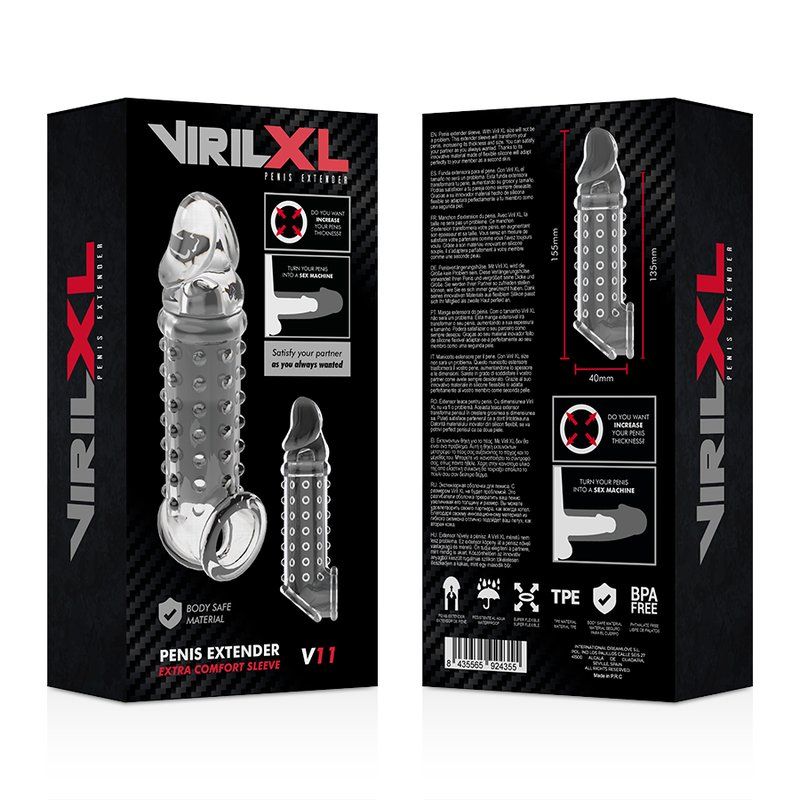 VirilXL V11 Extensión pene 13.5 cm | Funda texturizada