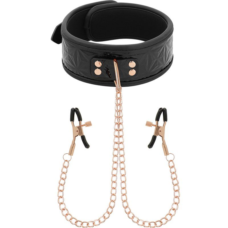 Begme Black Edition Collar Con Cadenas Y Pinzas Pezones Con Forro De Neopreno