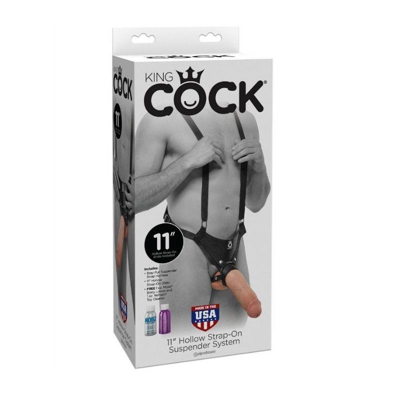 King Cock 11" Hollow Strap-On|Arnés hueco realista 28 cm