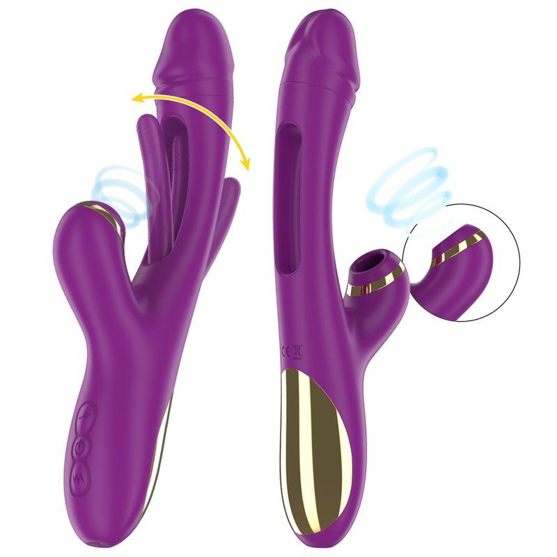 Intense Ateneo Vibrador Multifunción Recargable 7 Vibraciones Con Lengua Oscilante Y Succionador Morado