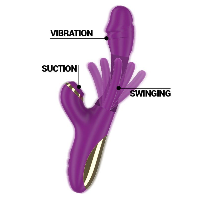Intense Ateneo Vibrador Multifunción Recargable 7 Vibraciones Con Lengua Oscilante Y Succionador Morado