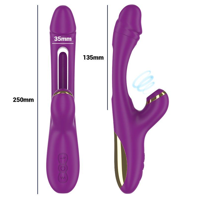 Intense Ateneo Vibrador Multifunción Recargable 7 Vibraciones Con Lengua Oscilante Y Succionador Morado