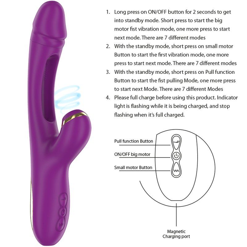 Intense Ateneo Vibrador Multifunción Recargable 7 Vibraciones Con Lengua Oscilante Y Succionador Morado