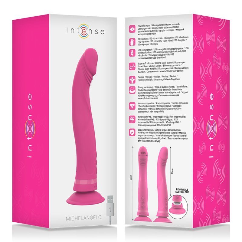 Intense Michelangelo Dildo Vibrador | Silicona Rosa 22 cm