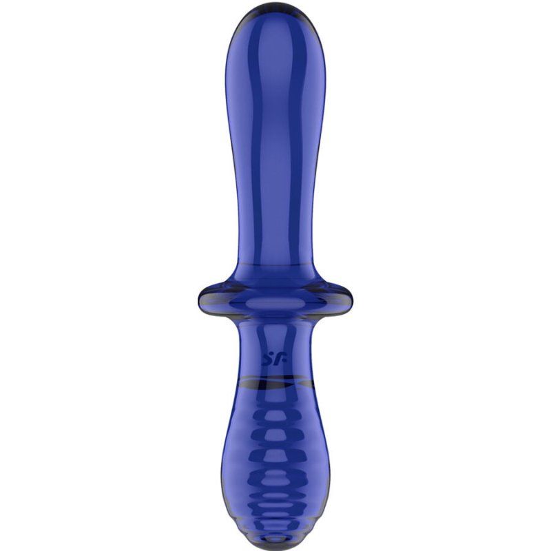 Satisfyer Double Crystal – Dildo Vidrio Azul Borosilicato 20 cm
