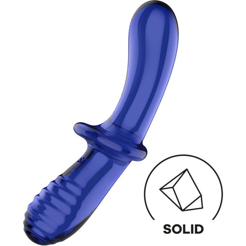 Satisfyer Double Crystal – Dildo Vidrio Azul Borosilicato 20 cm