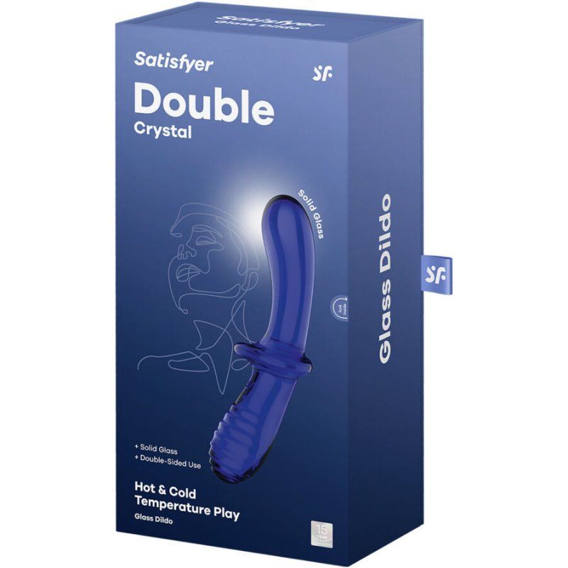 Satisfyer Double Crystal – Dildo Vidrio Azul Borosilicato 20 cm