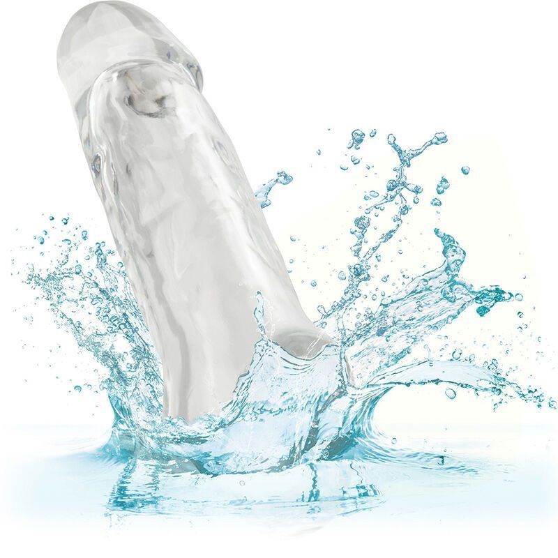 Extensión pene clara 18 cm hueca con correa | Calexotics