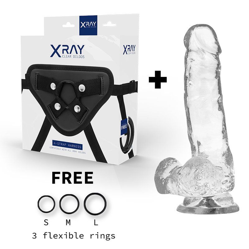 X Ray Arnés + Dildo Realista Transparente 18.5 Cm O 3.8 Cm