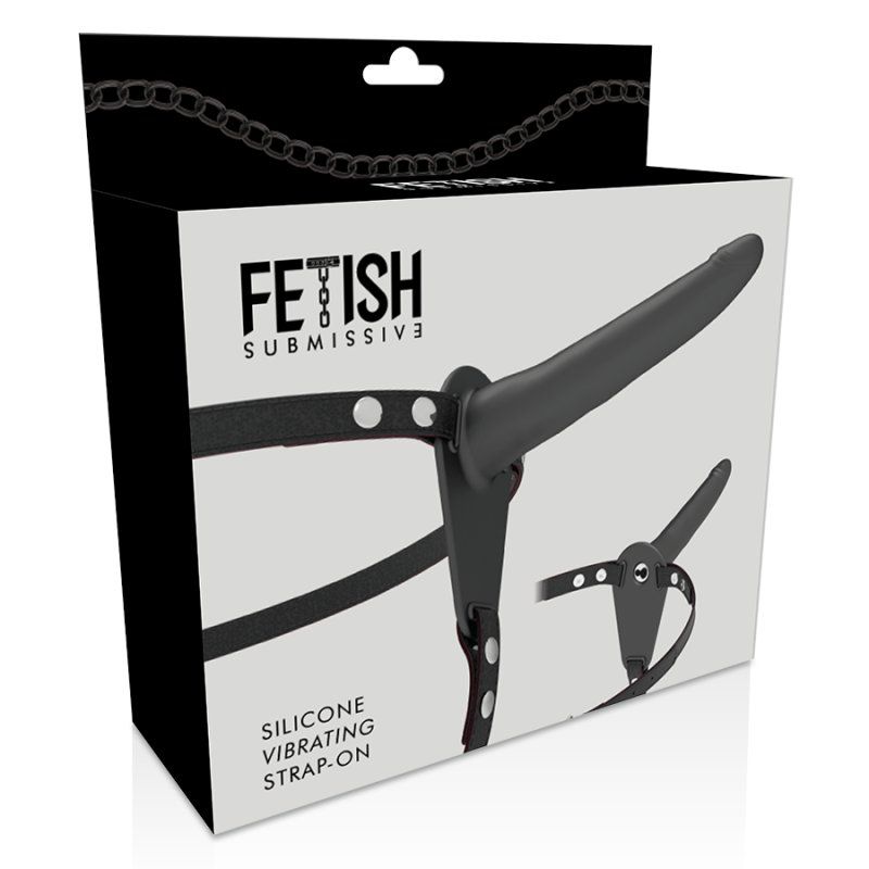 Fetish Submissive Harness Vibrador Silicona Negro 15 Cm