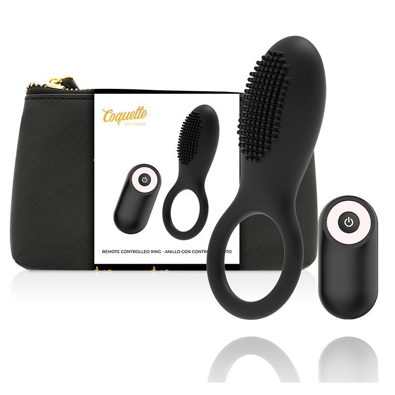 Coquette Toys Anillo Vibrador Control Remoto Recargable Negro / Gold