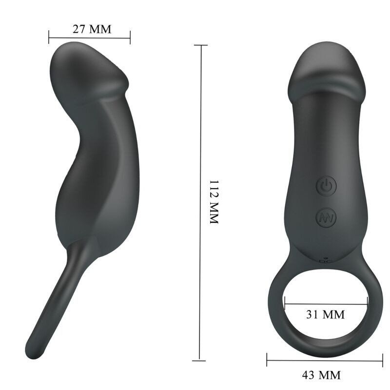 Pretty Love Trae Anillo Vibrador Con Estimulador Negro