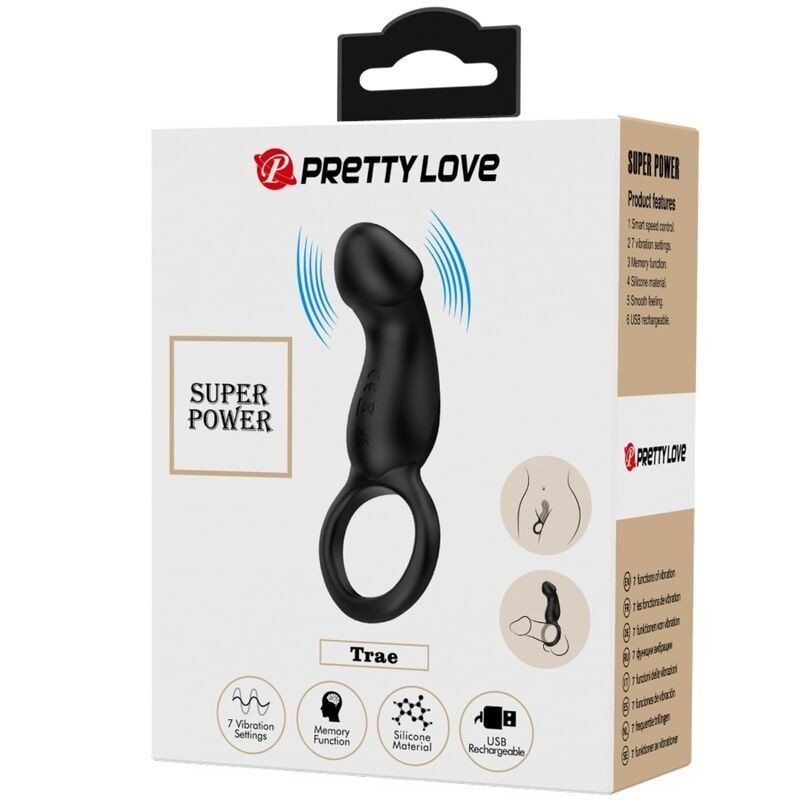 Pretty Love Trae Anillo Vibrador Con Estimulador Negro