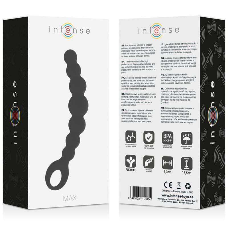 Intense Max Bolas Anales Negras | Silicona médica 18,5 cm
