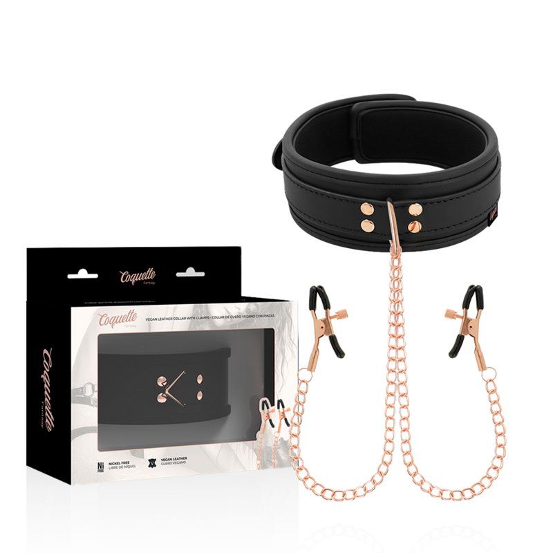 Coquette Chic Desire Fantasy Collar Con Pinzas Pezones Con Forro De Neopreno