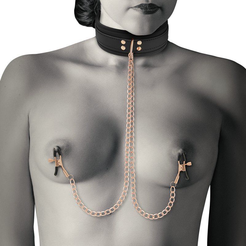 Coquette Chic Desire Fantasy Collar Con Pinzas Pezones Con Forro De Neopreno