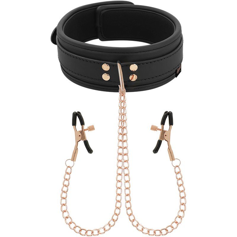 Coquette Chic Desire Fantasy Collar Con Pinzas Pezones Con Forro De Neopreno