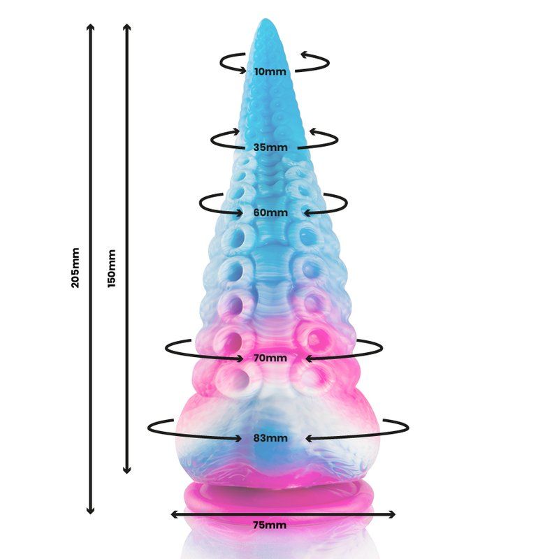 Phorcys dildo tentáculo azul grande 20,5 cm