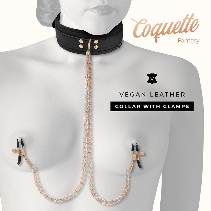 Coquette Chic Desire Fantasy Collar Con Pinzas Pezones Con Forro De Neopreno